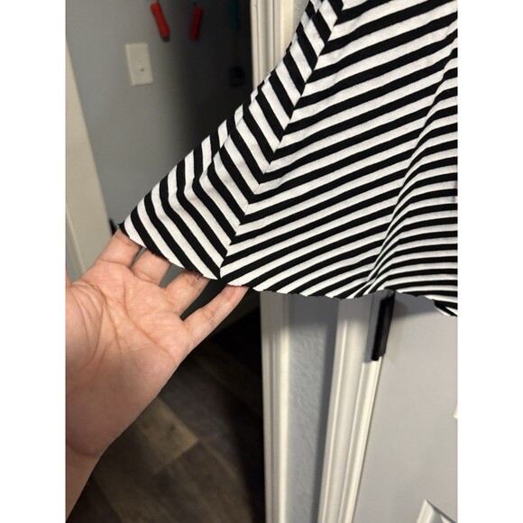POL Sleeveless Dress Medium Black White Striped A-line Comfy Mock Neck Stretch - Picture 4 of 6